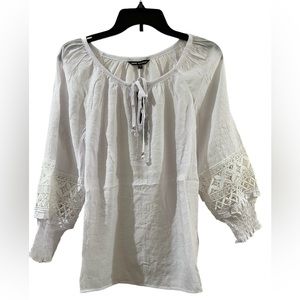 NWT Unique Spectrum White Bohemian Blouse. SZ Large